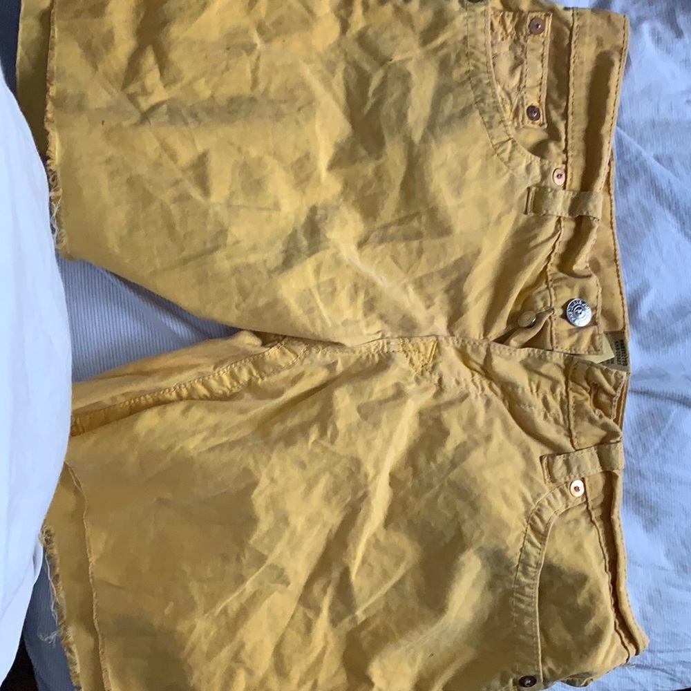 Yellow true religion shorts